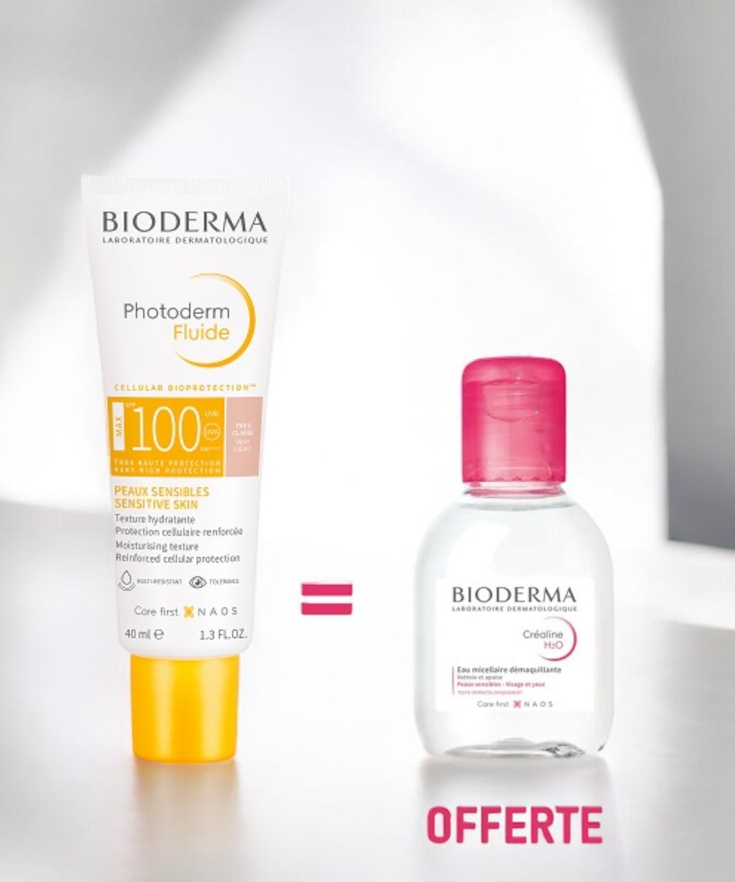 BIODERMA Photoderm Fluide Teinté Très Clair SPF100 + Sensibio H2O OFFERT